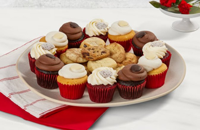 Valentine's Cupcake and Cookie Arrangement