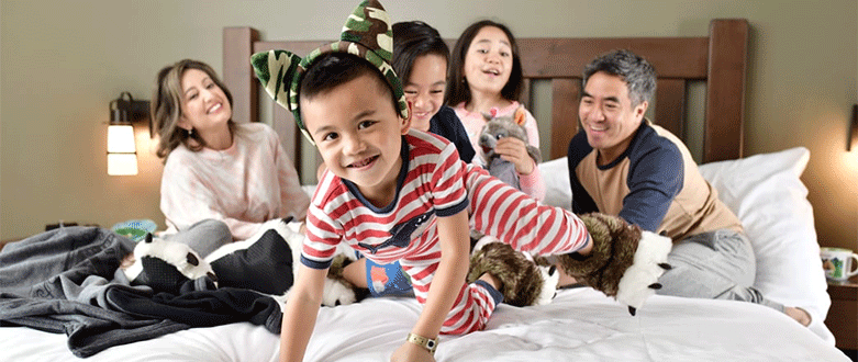 Children playing in hotel room