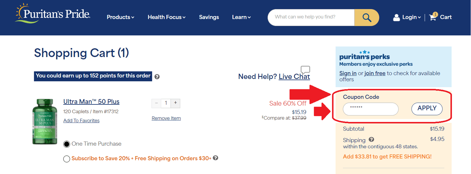 Puritan&apos;s Pride Coupon Code Box